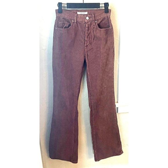 Women's 24 Brown Corduroy High Rise Bootcut Button Y2K - Picture 2 of 8